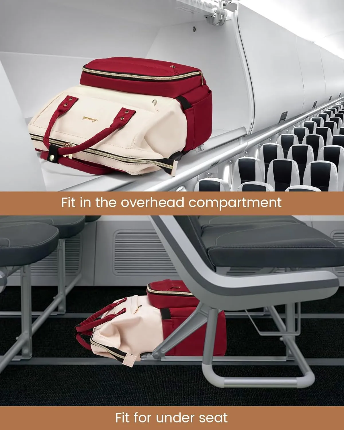 LOVEVOOK Laptop Backpack for Women Fashion Business Computer Backpacks Travel Bags Purse Doctor Nurse Work Backpack with USB Port, Fits 17-Inch Laptop White-Wine Red