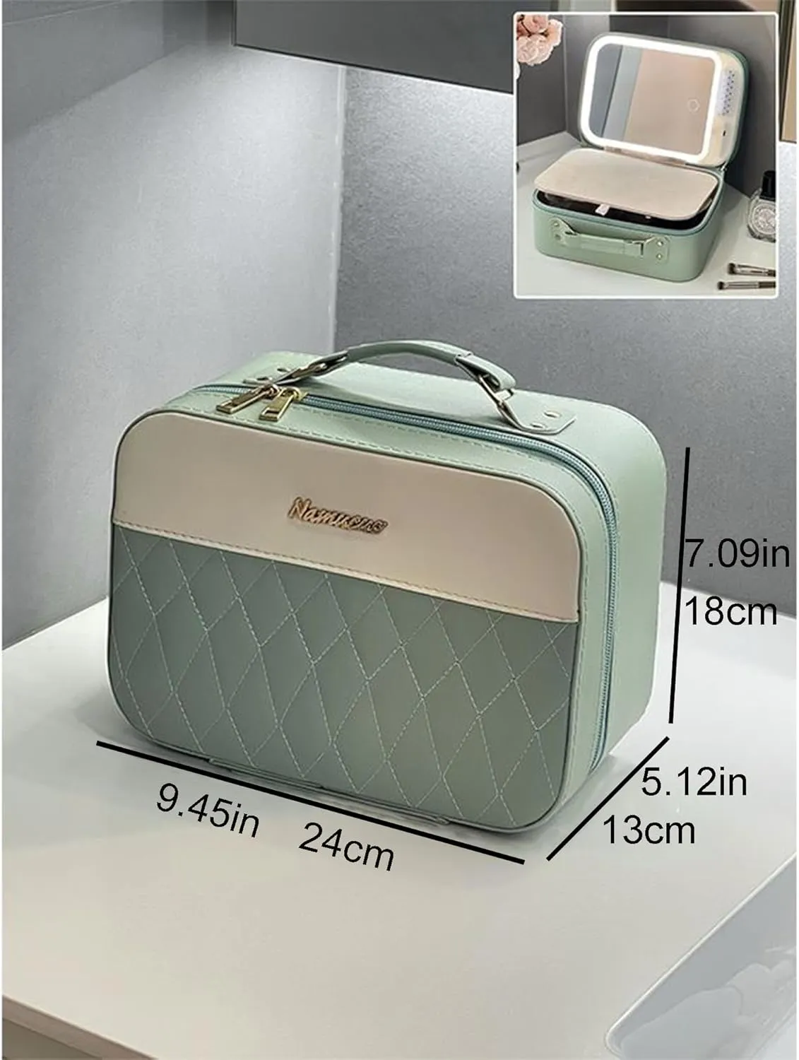 M-Box Travel Makeup Bag With LED Mirror, Protable Size Makeup Case Travel Cosmetic Bags Brush Organizer Storage Box, Rechargeable Vanity Mirror, Cosmetic Travel Bag for Women. (Pink)