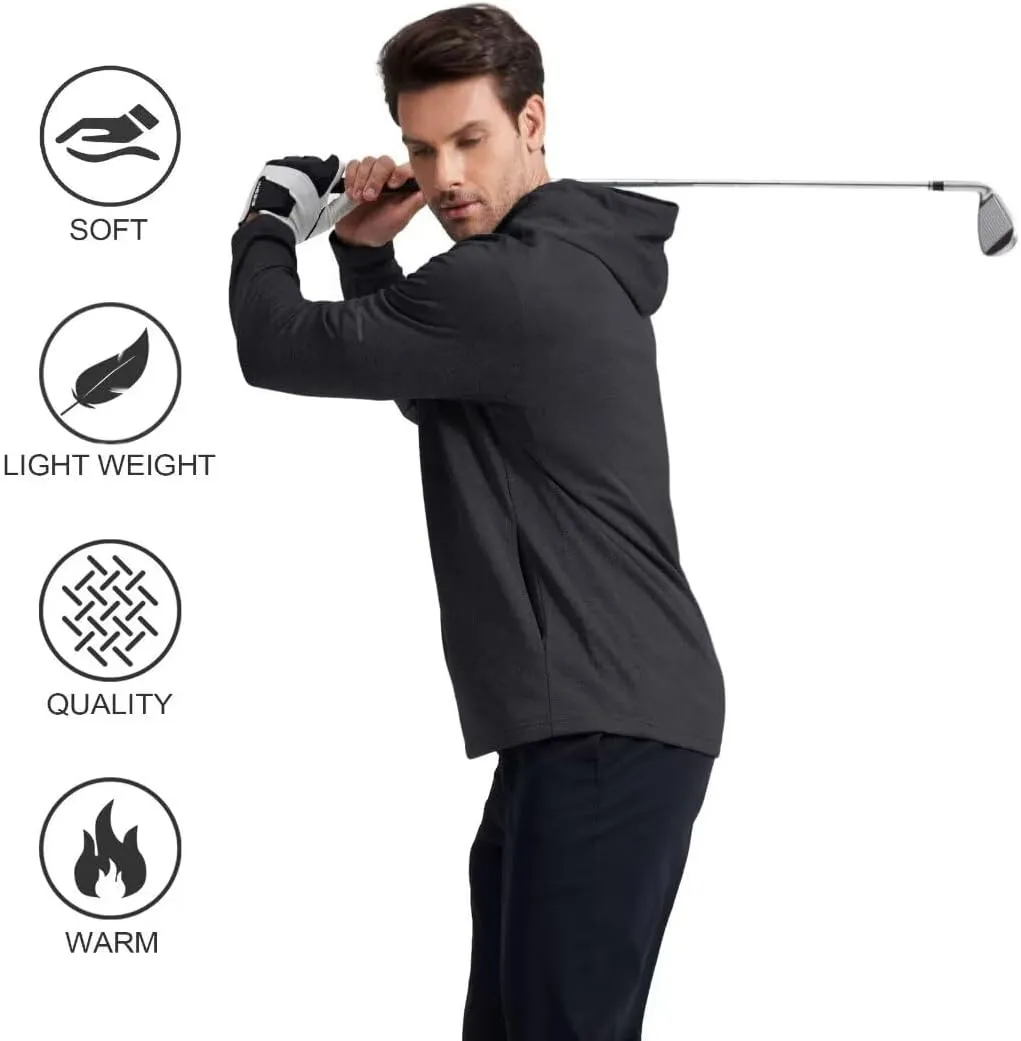 M MAELREG Hoodies for Men Golf Fleece Hooded Sweatshirts Dry Fit Athletic Lightweight Casual Midlayer Mens Hoodies Pullover