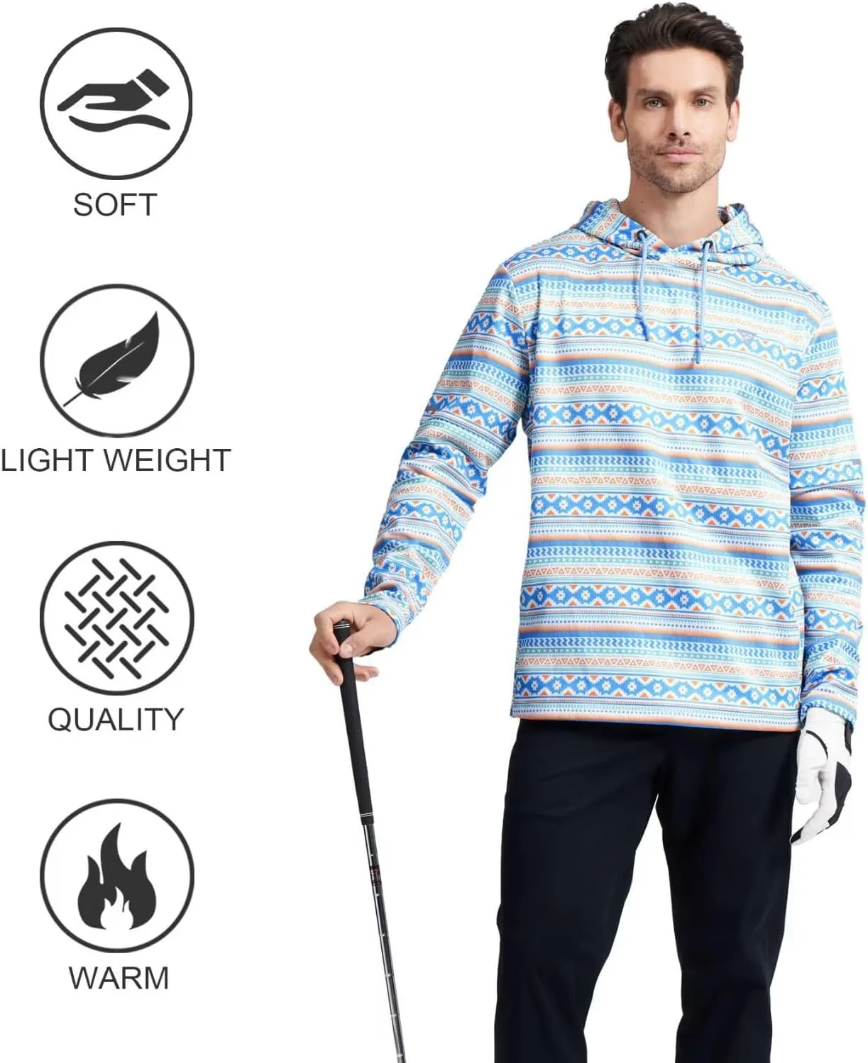 M MAELREG Hoodies for Men Golf Fleece Hooded Sweatshirts Dry Fit Athletic Lightweight Casual Midlayer Mens Hoodies Pullover