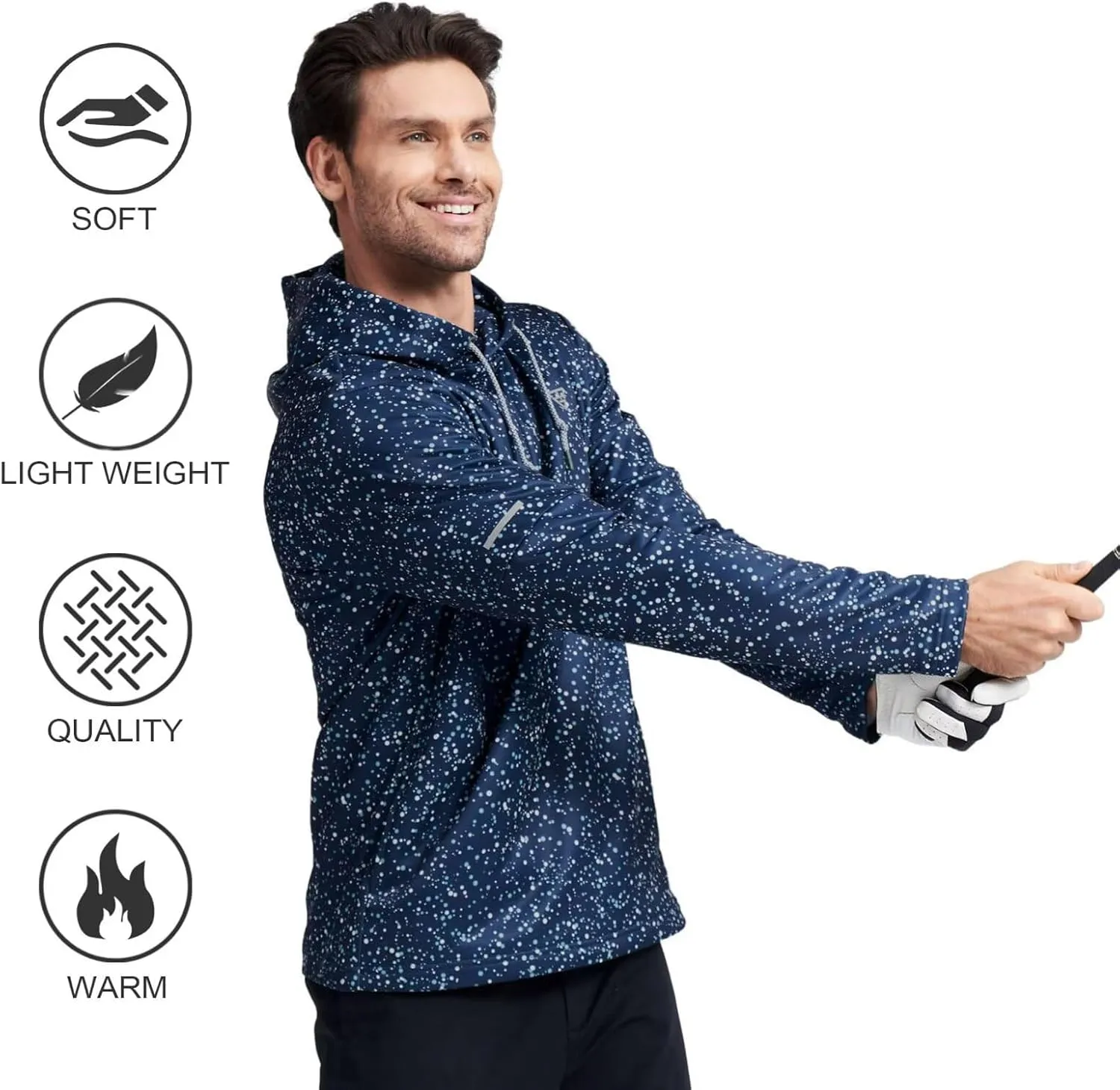 M MAELREG Hoodies for Men Golf Fleece Hooded Sweatshirts Dry Fit Athletic Lightweight Casual Midlayer Mens Hoodies Pullover