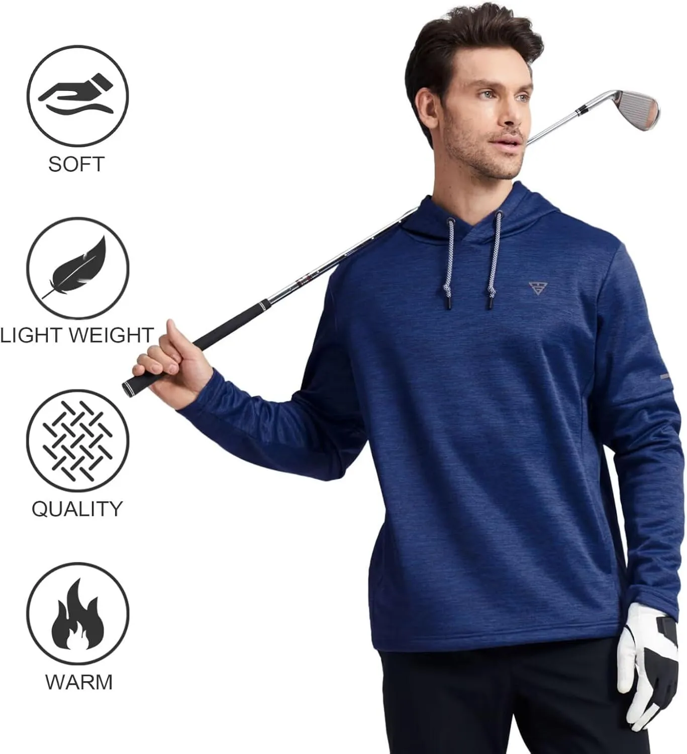 M MAELREG Hoodies for Men Golf Fleece Hooded Sweatshirts Dry Fit Athletic Lightweight Casual Midlayer Mens Hoodies Pullover