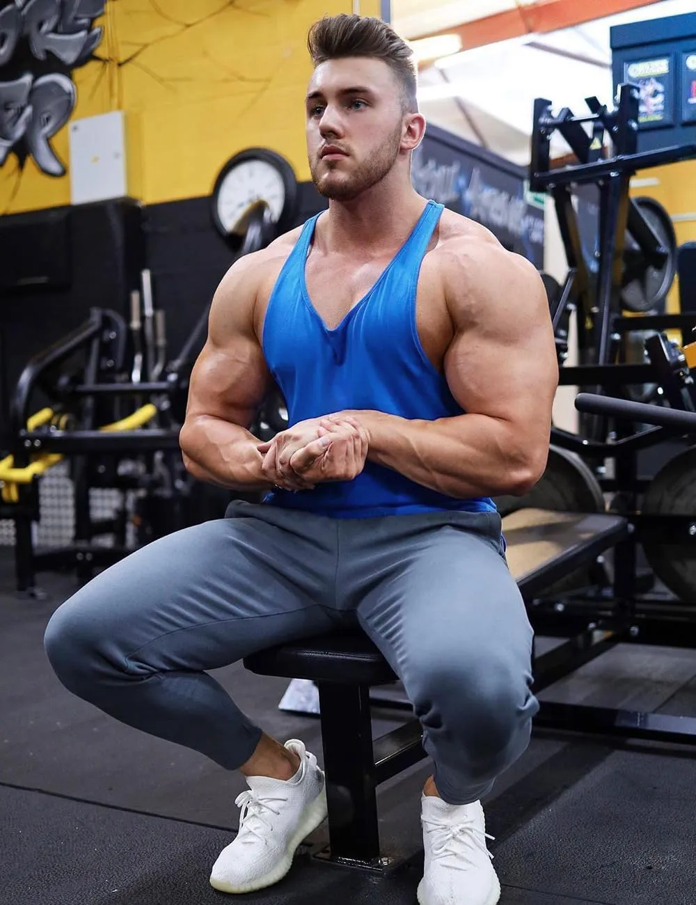 Men Stringer Tank Tops Y-Back Cotton Gym Athletic Workout Muscle Leeveless T-Shirt