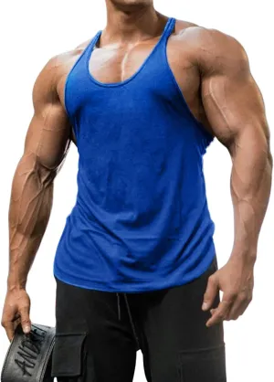 Men Stringer Tank Tops Y-Back Cotton Gym Athletic Workout Muscle Leeveless T-Shirt
