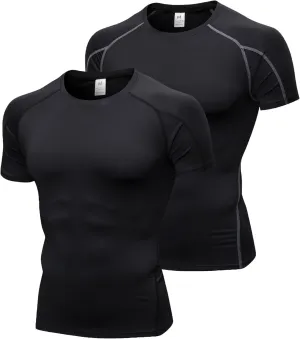 Men's Compression Shirts Short Sleeve Athletic Compression Tops Cool Dry Workout T Shirt Sports Base Layer Undershirt