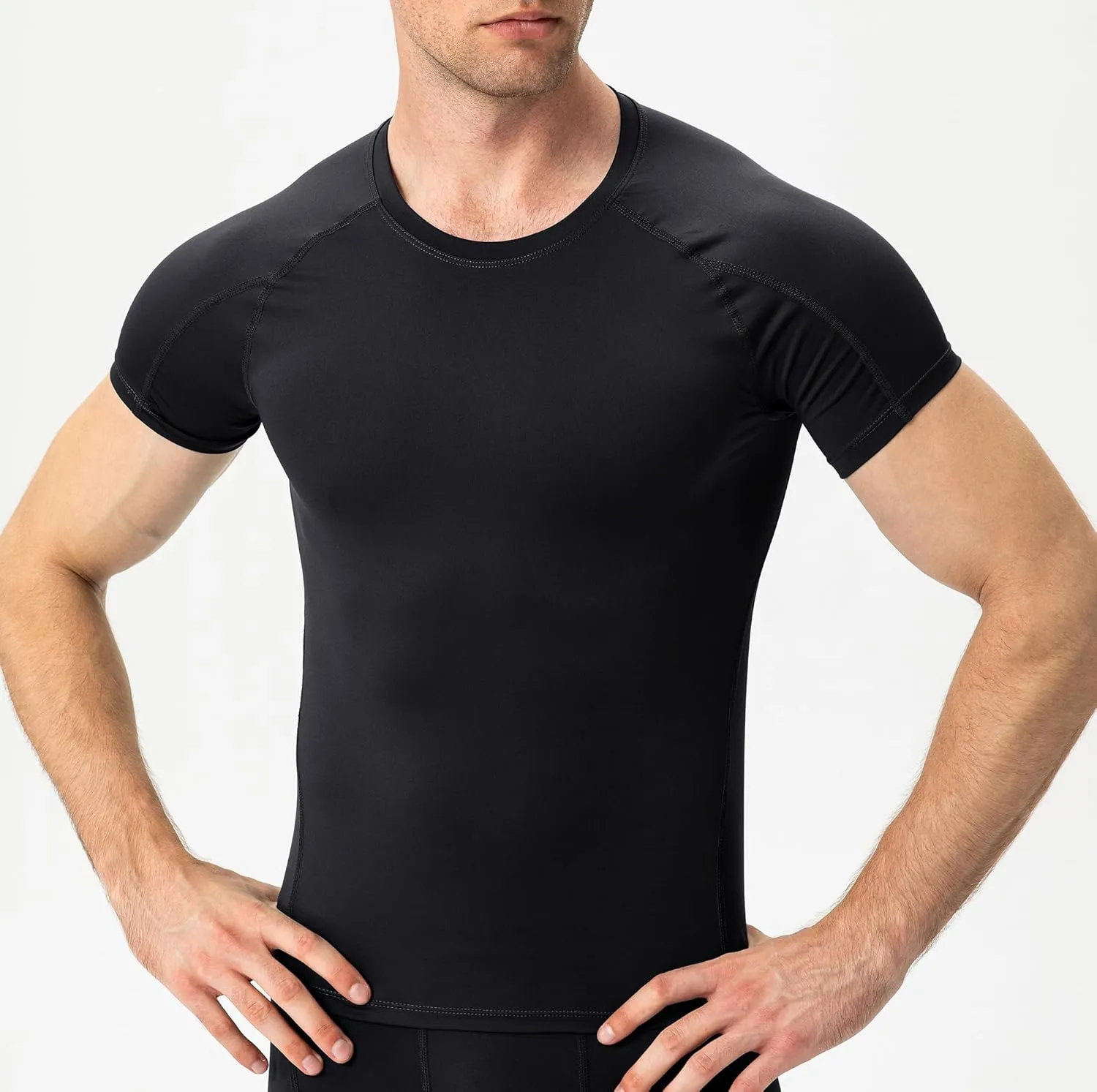 Men's Compression Shirts Short Sleeve Athletic Compression Tops Cool Dry Workout T Shirt Sports Base Layer Undershirt