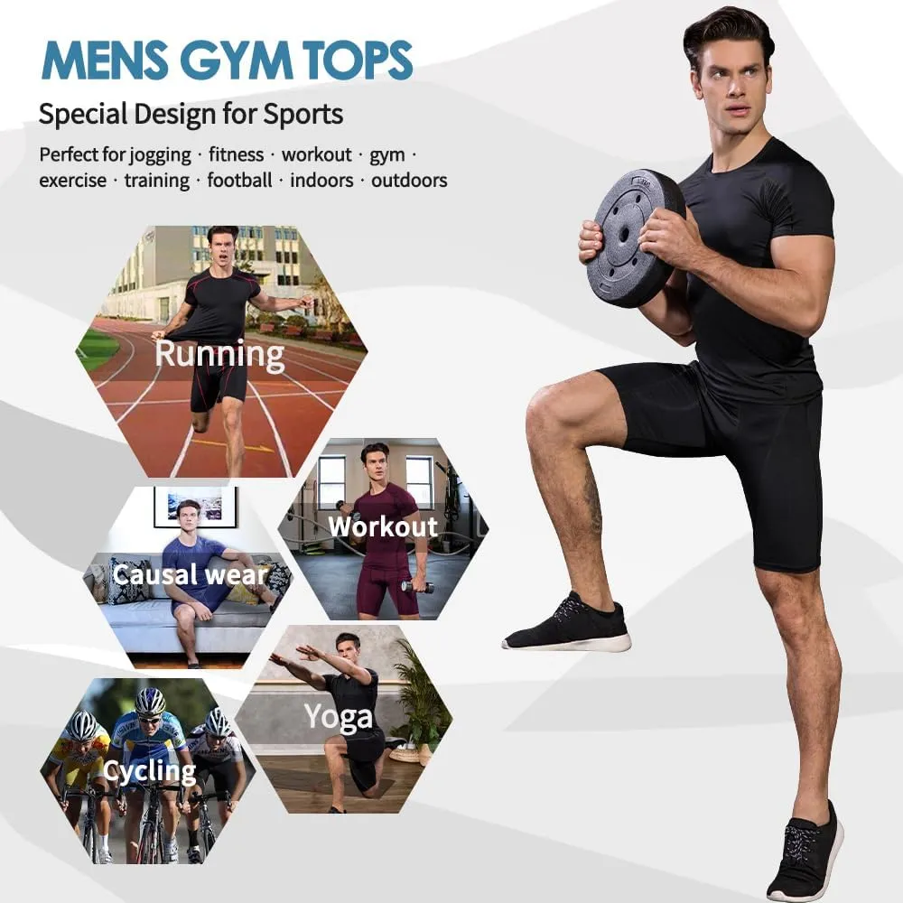 Men's Compression Shirts Short Sleeve Athletic Compression Tops Cool Dry Workout T Shirt Sports Base Layer Undershirt