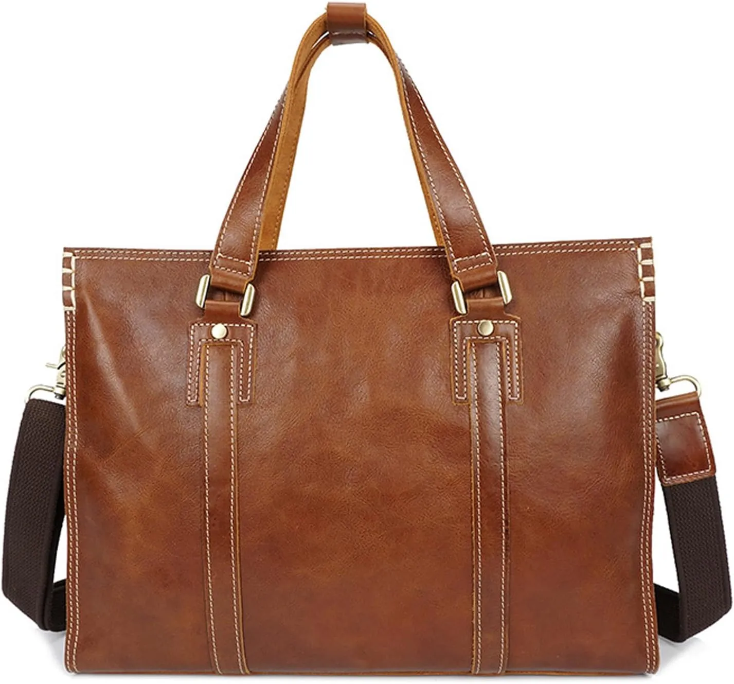 Men's Genuine Leather Briefcase, Vintage Laptop Business Bag, Adjustable Strap, for Work, Travel, and Daily Use Briefcase