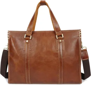 Men's Genuine Leather Briefcase, Vintage Laptop Business Bag, Adjustable Strap, for Work, Travel, and Daily Use Briefcase