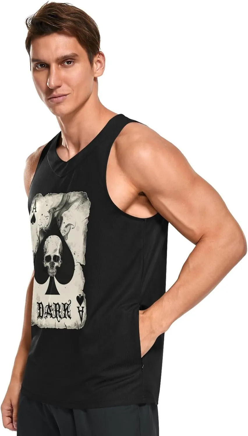 Men's Quick Dry Sports Tank Tops for Gym Athletic Fitness Running Workout Beach Sleeveless Shirts with Pocket