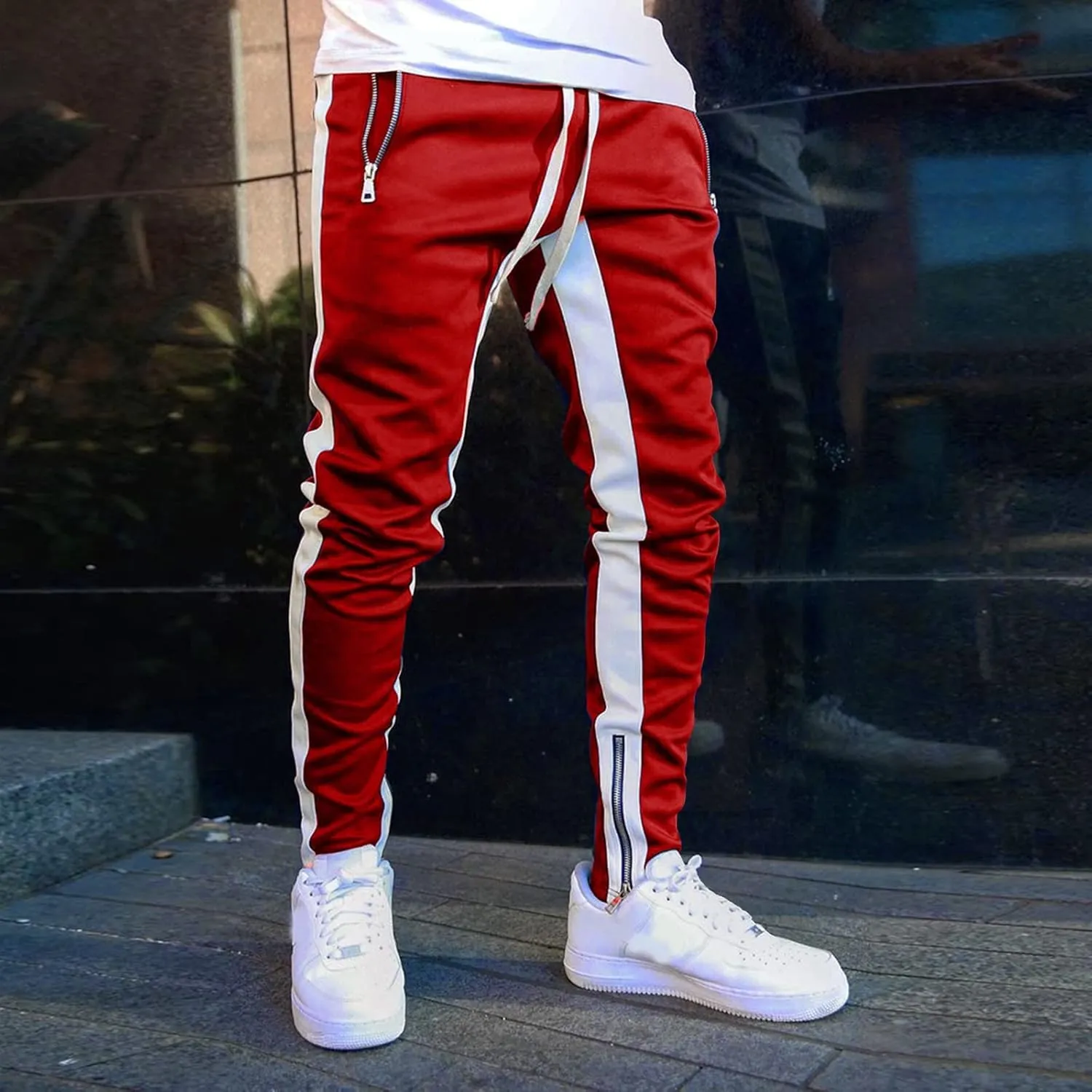 Mens Workout Cargo Sweatpants Casual Pants Drawstring Sweat Jogging Cargo with Pockets Joggers Long Sports Active for