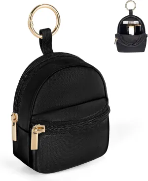 Mini Backpack Keychain, Cute Cosmetic Bag for Purse, Small Coin Pouch Lipstick Bag for Girls Women Daily Use (Black)