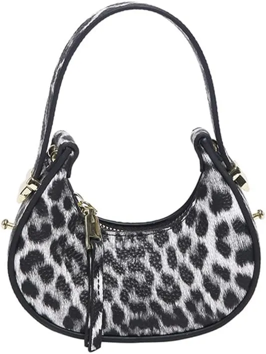Mini Leopard Print Crescent Clutch Purse for Women Small Cheetah Print Tote Bag Hobo Handbag and Purse Daily Use