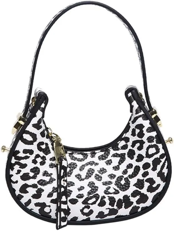 Mini Leopard Print Crescent Clutch Purse for Women Small Cheetah Print Tote Bag Hobo Handbag and Purse Daily Use