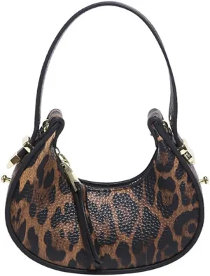 Mini Leopard Print Crescent Clutch Purse for Women Small Cheetah Print Tote Bag Hobo Handbag and Purse Daily Use