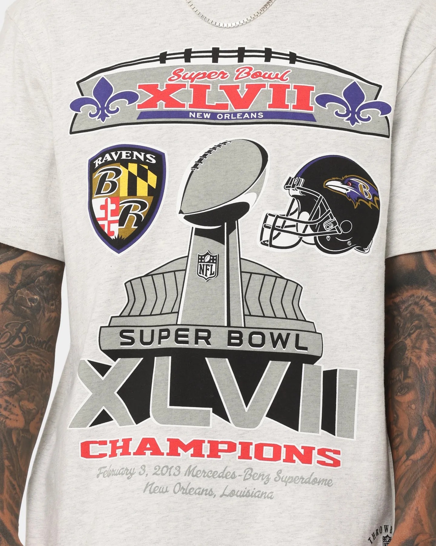 Mitchell & Ness New Orleans Ravens Superbowl Champions T-Shirt White Marle