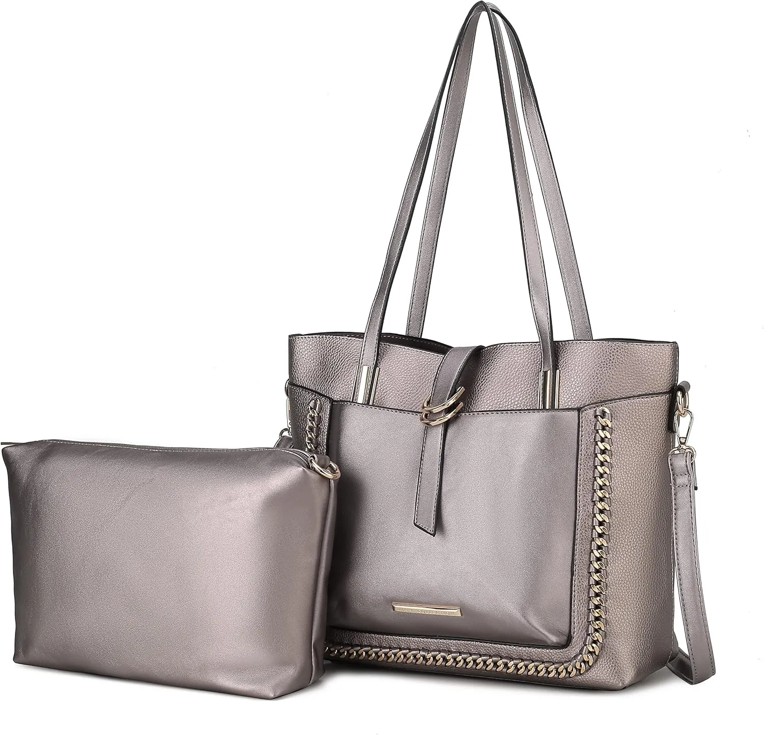 MKF Collection Tote Bag & Crossbody Set, Vegan Leather Top-Handle Shoulder bag Handbag Pouch Purse