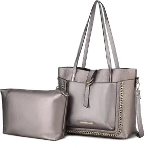 MKF Collection Tote Bag & Crossbody Set, Vegan Leather Top-Handle Shoulder bag Handbag Pouch Purse