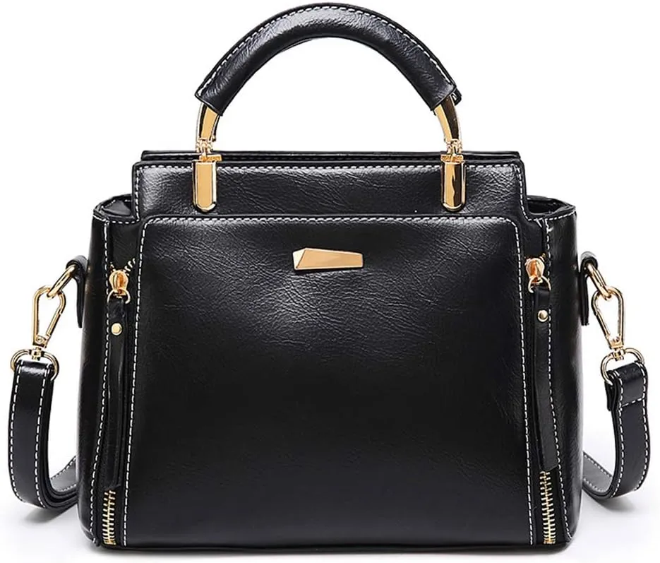 Mn&Sue Women's Stylish Vintage Satchel Purse - Elegant PU Leather Top Handle Shoulder Bag for Work, Casual & Daily Use