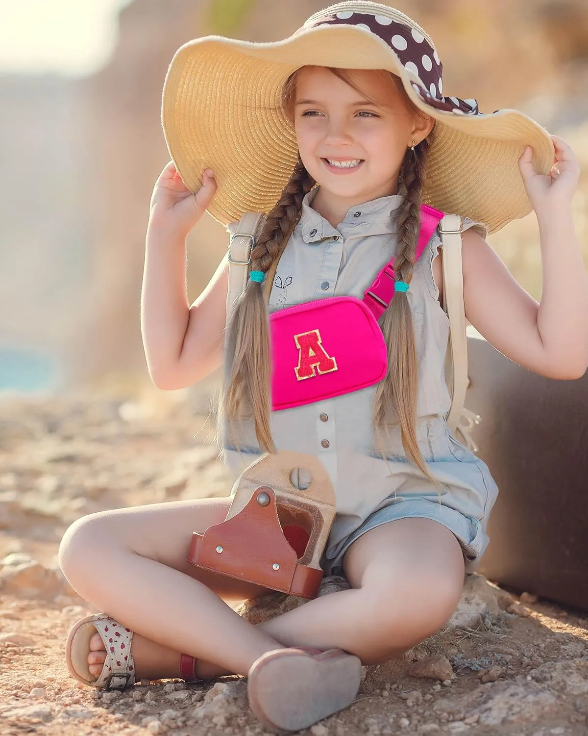 Naiivi Fanny Pack For Teen Girls Belt Bag For Kids With Initial Letter A Crossbody Bag Fashionable Waist Bag Waterproof Nylon Hot Pink
