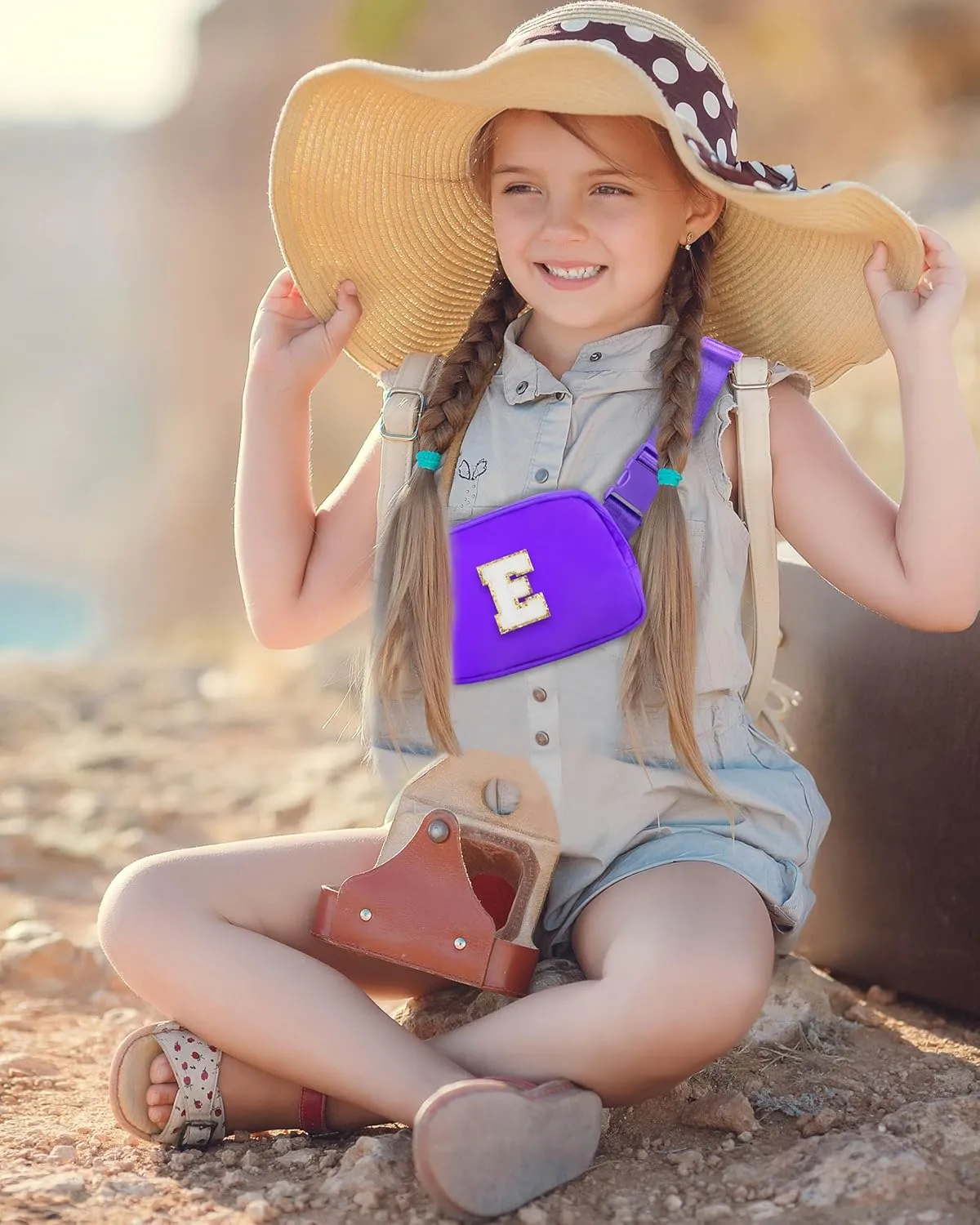 Naiivi Fanny Pack For Teen Girls Belt Bag For Kids With Initial Letter E Crossbody Bag Fashionable Waist Bag Waterproof Nylon Purple