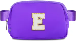 Naiivi Fanny Pack For Teen Girls Belt Bag For Kids With Initial Letter E Crossbody Bag Fashionable Waist Bag Waterproof Nylon Purple