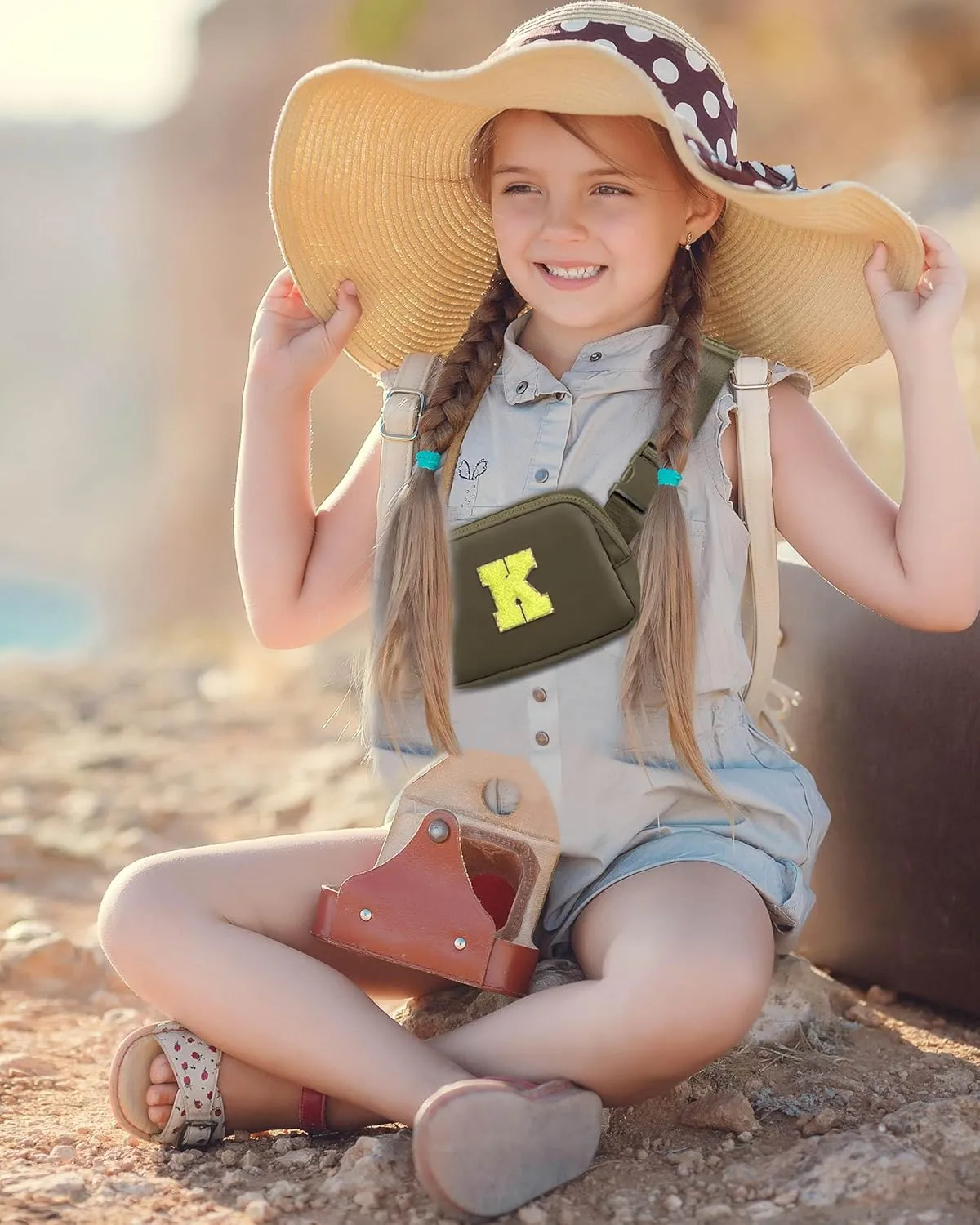 Naiivi Fanny Pack For Teen Girls Belt Bag For Kids With Initial Letter K Crossbody Bag Fashionable Waist Bag Waterproof Nylon Olive Green