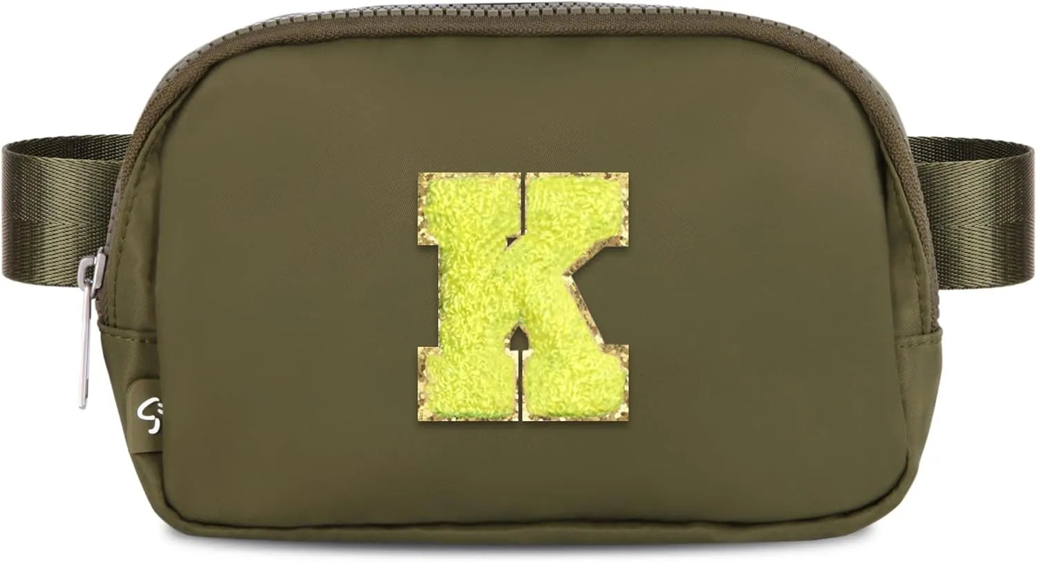 Naiivi Fanny Pack For Teen Girls Belt Bag For Kids With Initial Letter K Crossbody Bag Fashionable Waist Bag Waterproof Nylon Olive Green