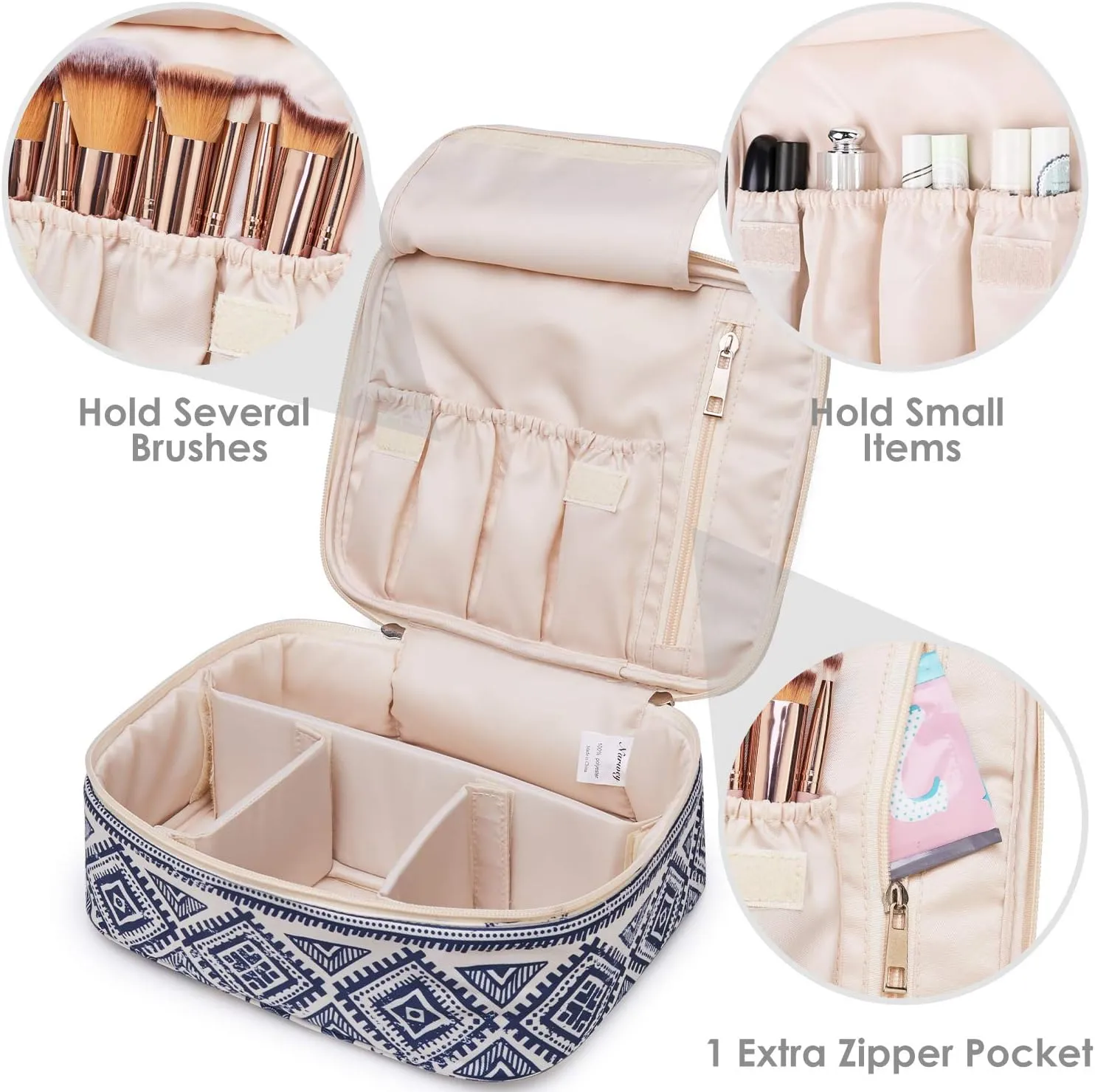 Narwey Travel Makeup Bag Large Cosmetic Bag Makeup Case Organizer for Women