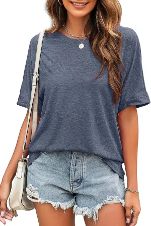Newchoice Women's Oversized Tshirts Summer Short Sleeve Crewneck Casual Loose Basic Tops