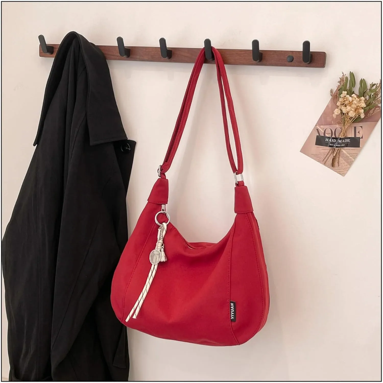 Nylon Crescent Crossbody Bag with Multiple Zippered Pockets, Stylish Hobo Bag, Ideal for Daily Use & Outings