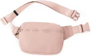 ODODOS 2L Belt Bag for Women Men, Crossbody Fanny Packs with Adjustable Strap Waist Pouch for Workout Hiking Running Travel, Light Pink