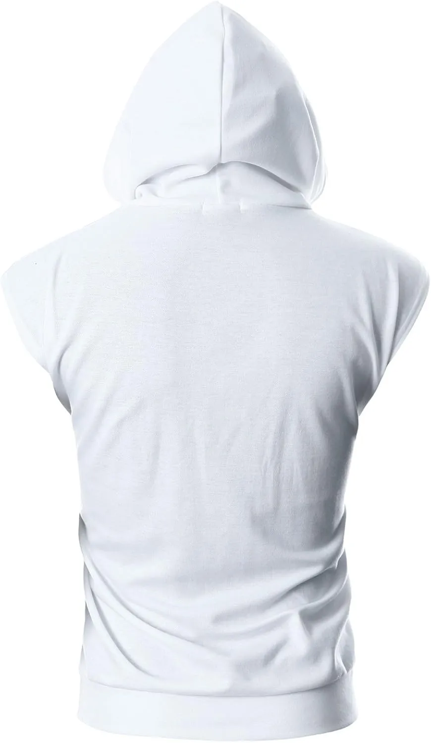 Ohoo Men's Workout Hooded Tank Tops Muscle Cut Off Sleeveless Gym Hoodies