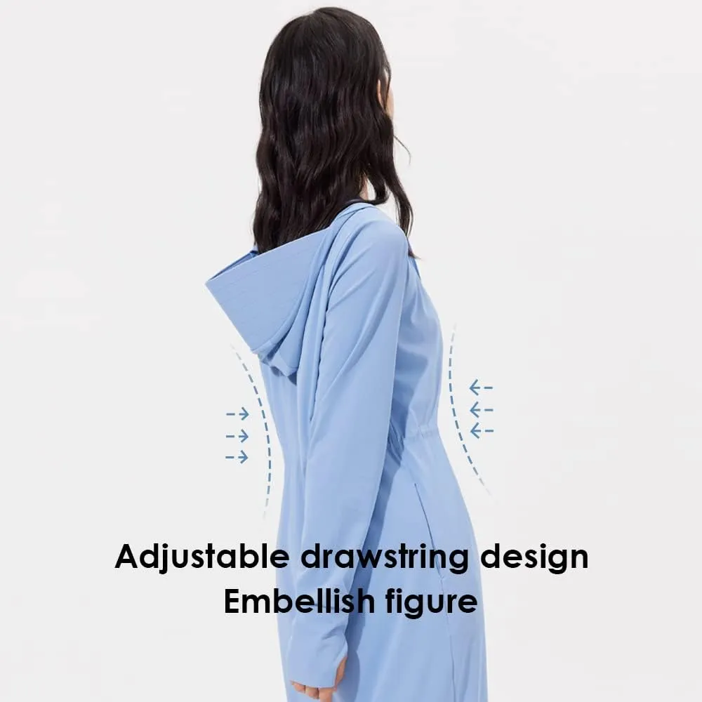 OHRAIN Long Sleeve Sun Skin Coat for Women UPF 50  UV Protection Long Hoodide Full Zip Cooling Trench Outdoor Hiking SLC3M384