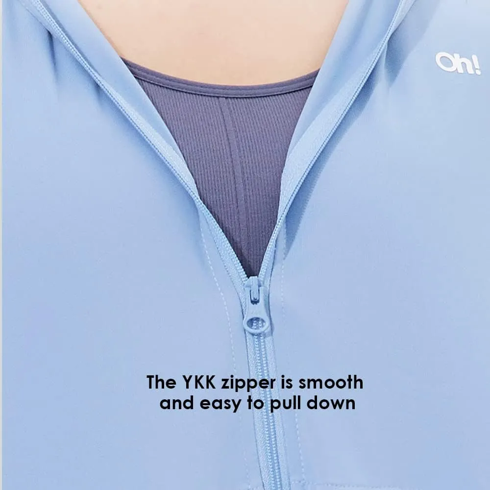 OHRAIN Long Sleeve Sun Skin Coat for Women UPF 50  UV Protection Long Hoodide Full Zip Cooling Trench Outdoor Hiking SLC3M384