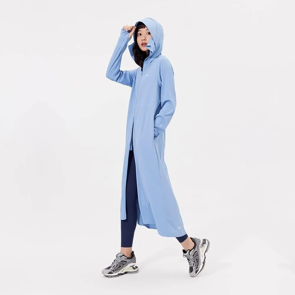 OHRAIN Long Sleeve Sun Skin Coat for Women UPF 50  UV Protection Long Hoodide Full Zip Cooling Trench Outdoor Hiking SLC3M384