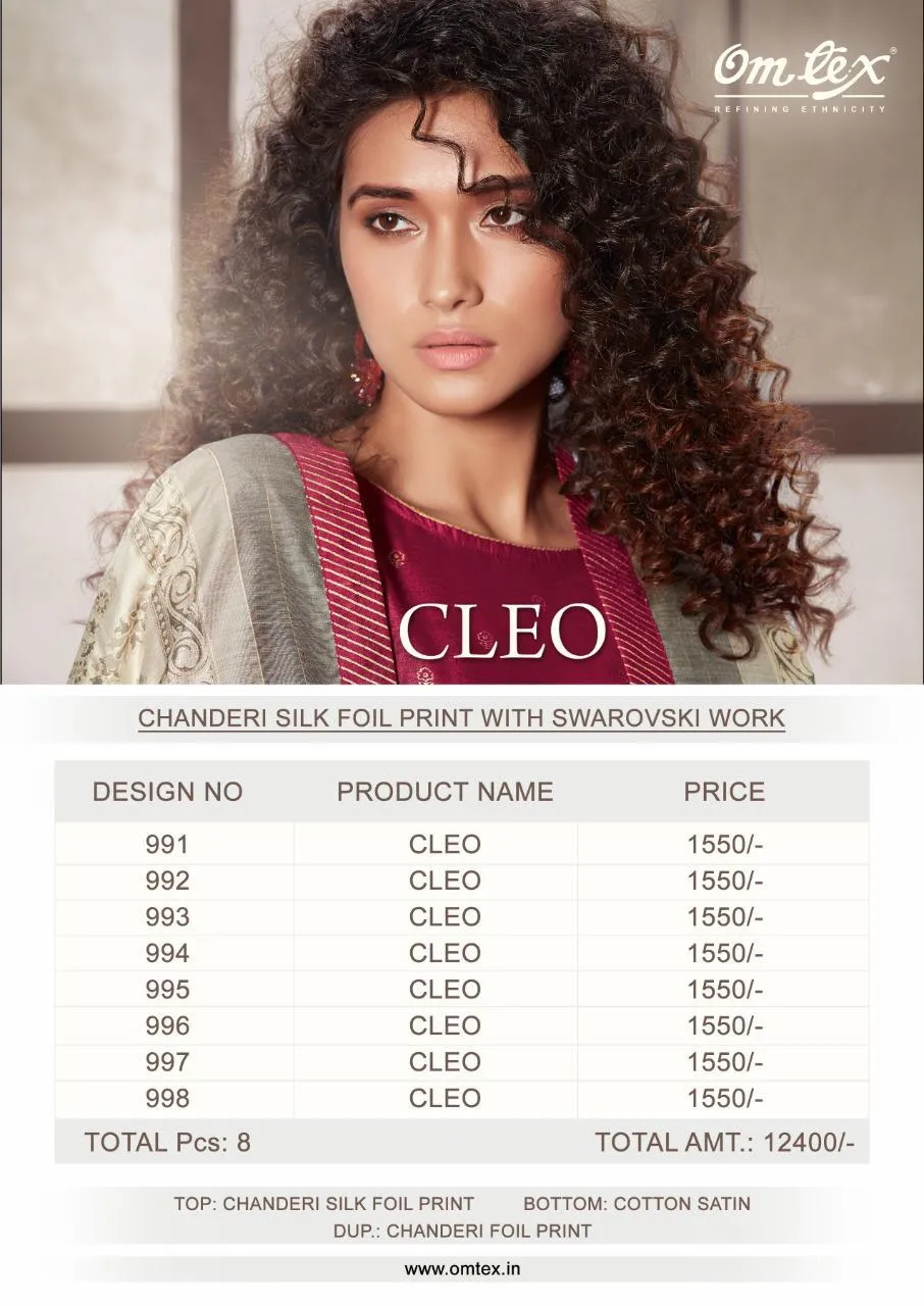 Omtex Presents Cleo Chanderi Silk Designer Salwar Suits