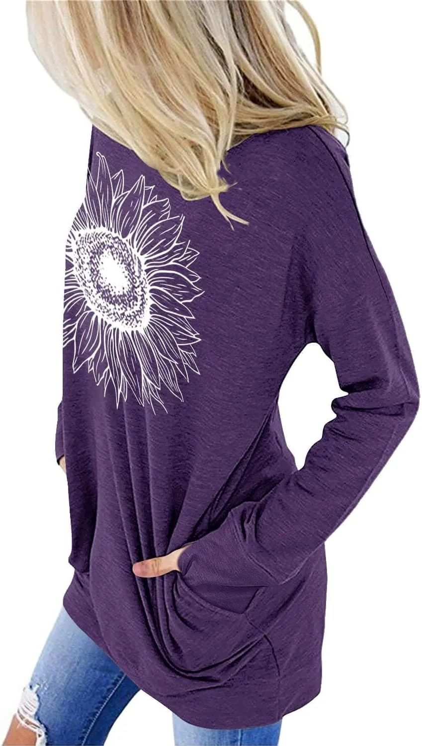 ONLYSHE Womens Crewneck Sweatshirt Casual Loose Fitting Tops Long Sleeve T Shirt