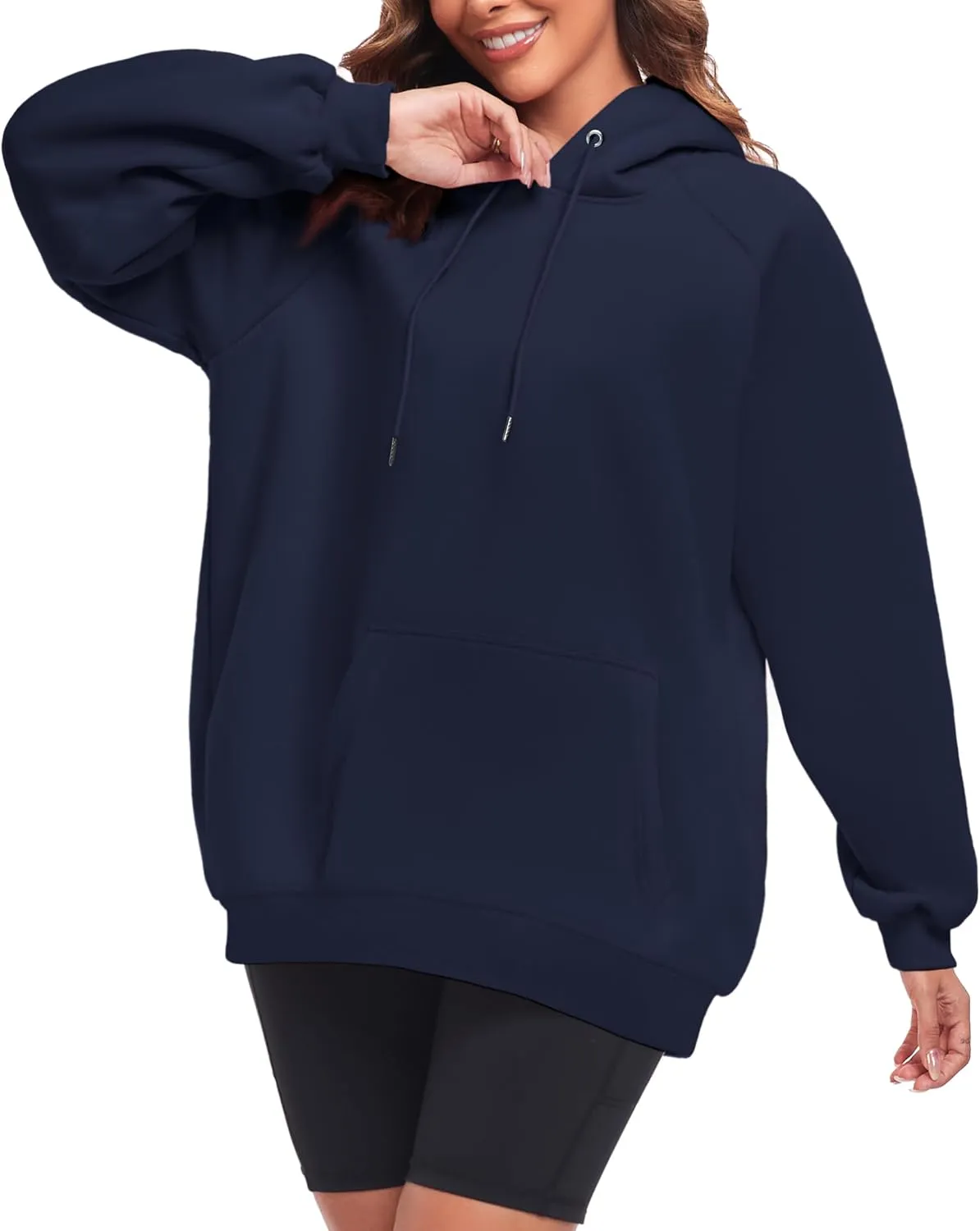 Oversize Hoodies Women Fleece Crewneck Sweatshirt Casual Long Sleeve Pullover Tops with Pockets