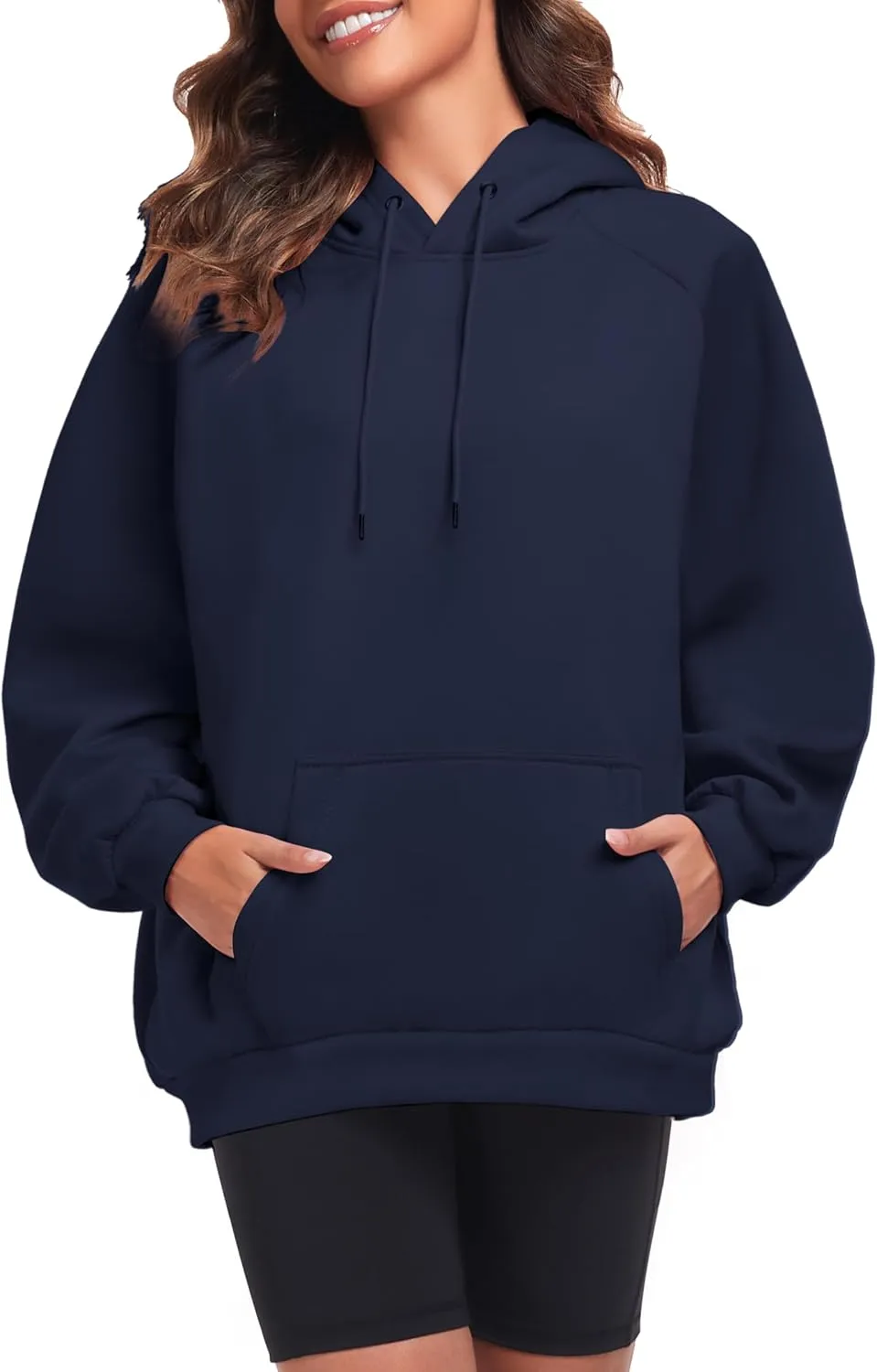 Oversize Hoodies Women Fleece Crewneck Sweatshirt Casual Long Sleeve Pullover Tops with Pockets