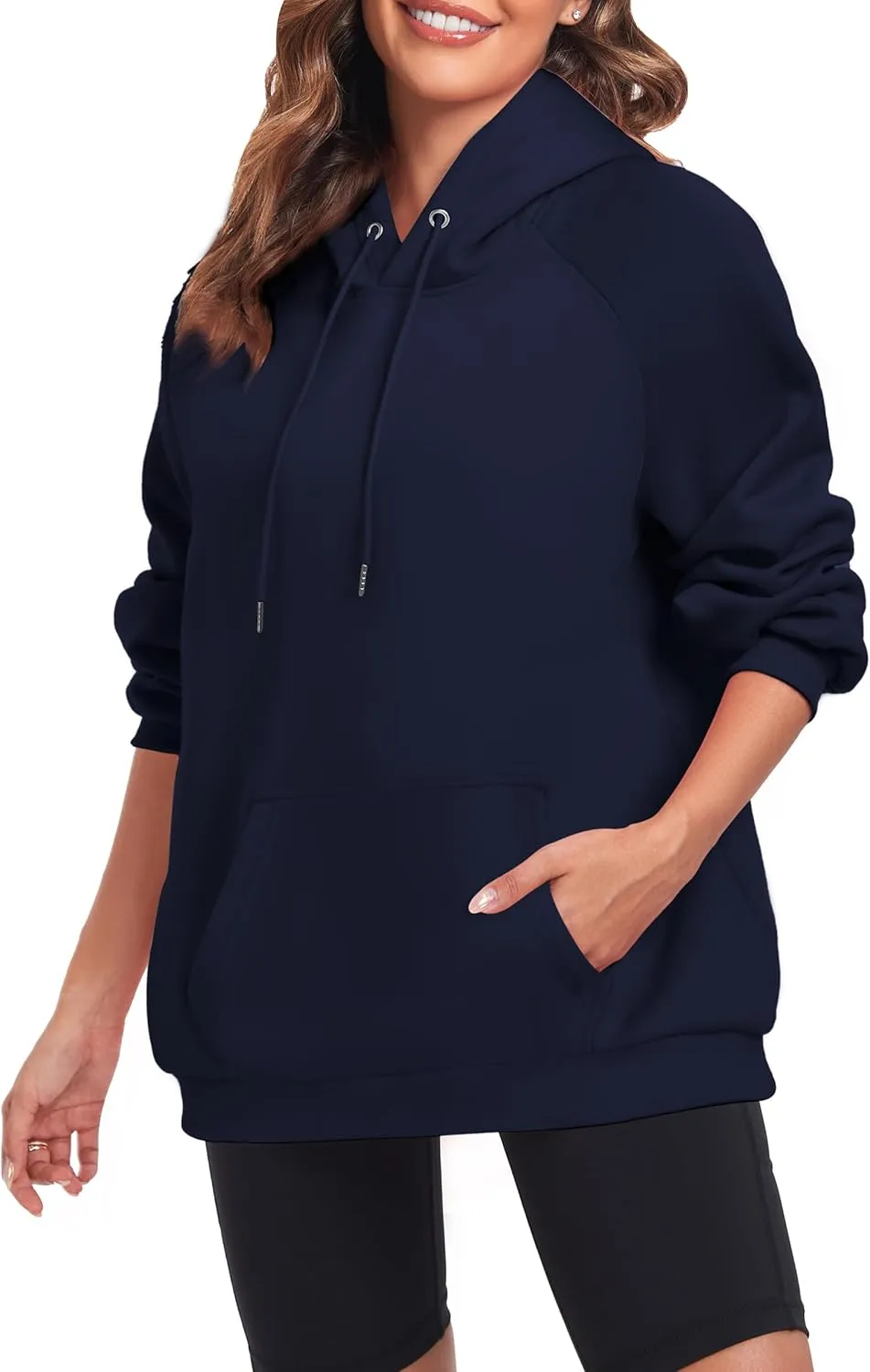 Oversize Hoodies Women Fleece Crewneck Sweatshirt Casual Long Sleeve Pullover Tops with Pockets