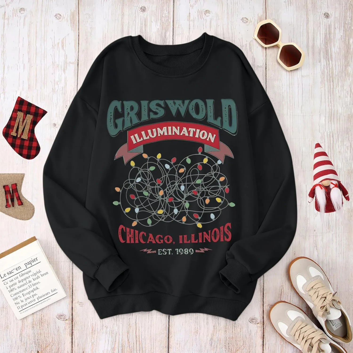Oversized Christmas Graphic Sweatshirts for Women Funny Christmas Vacation Sweatshirt Xmas Crewneck Pullover Tops
