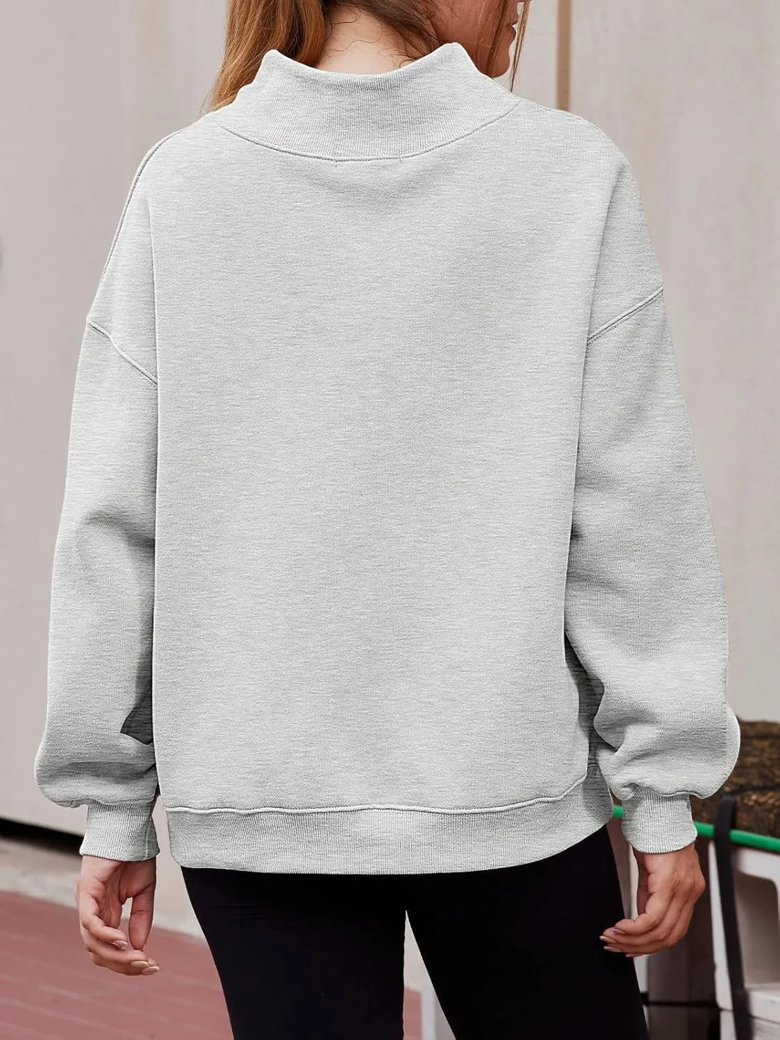 Oversized Mock Neck Turtleneck Sweatshirt Women Mockneck Crewneck Pullover Long Sleeve Hoodies Tops