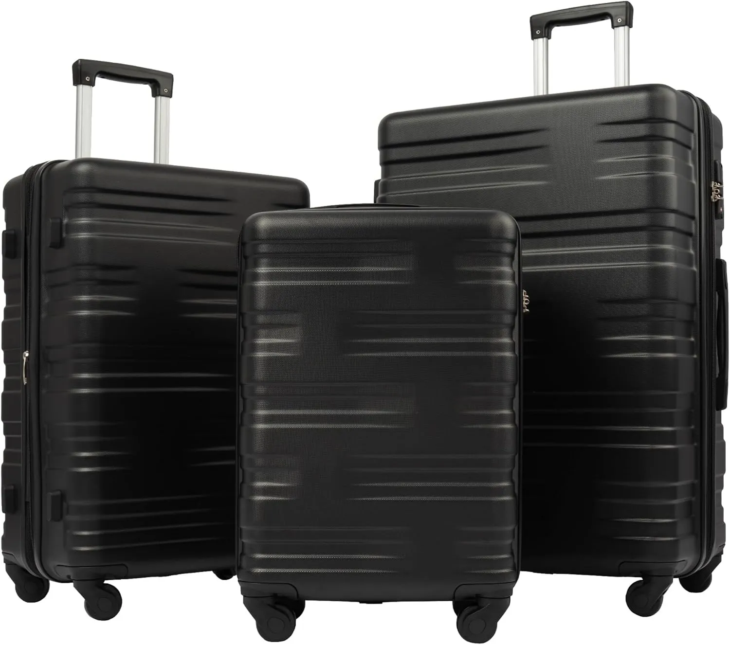 Overstock Hardshell Luggage Sets 3 Pcs Spinner Suitcase with TSA Lock Lightweight 20''24''28' Black