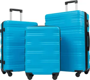 Overstock Hardshell Luggage Sets 3 Pcs Spinner Suitcase with TSA Lock Lightweight 20''24''28' Blue