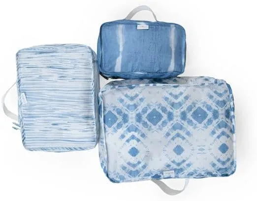 Packing Cubes - Sustainable Travel Essentials - Recycled Polyester Gear - Packing Cube Set - Indigo 3 Sizes