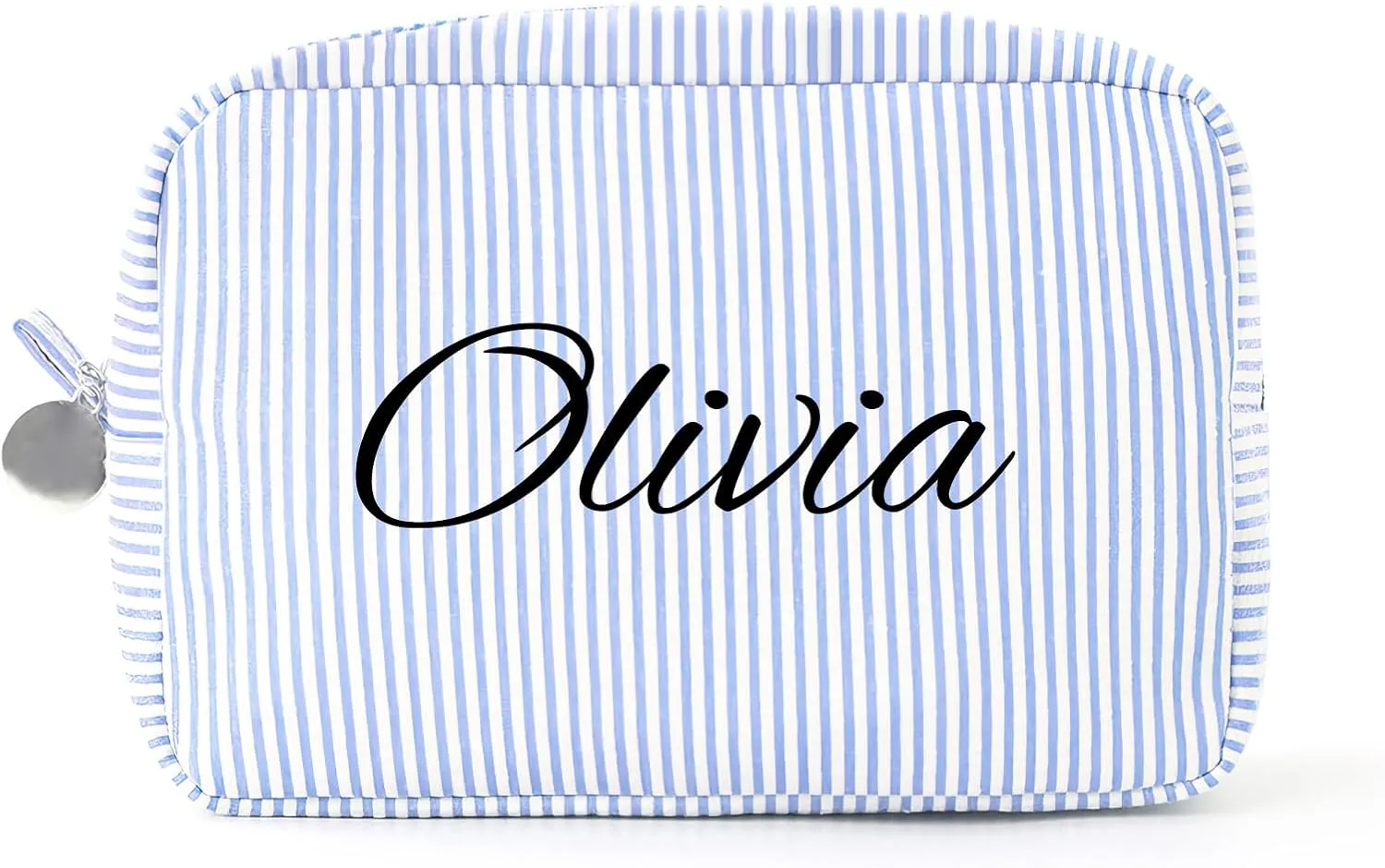 Personalized Makeup Bag Custom Embroidery Premium Travel Toiletry Bag for Women Durable Cosmetic Pouch for Daily Use, Gym, Travel (Blue)