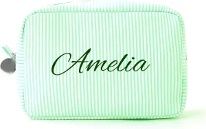 Personalized Makeup Bag Custom Embroidery Premium Travel Toiletry Bag for Women Durable Cosmetic Pouch for Daily Use, Gym, Travel (Green)