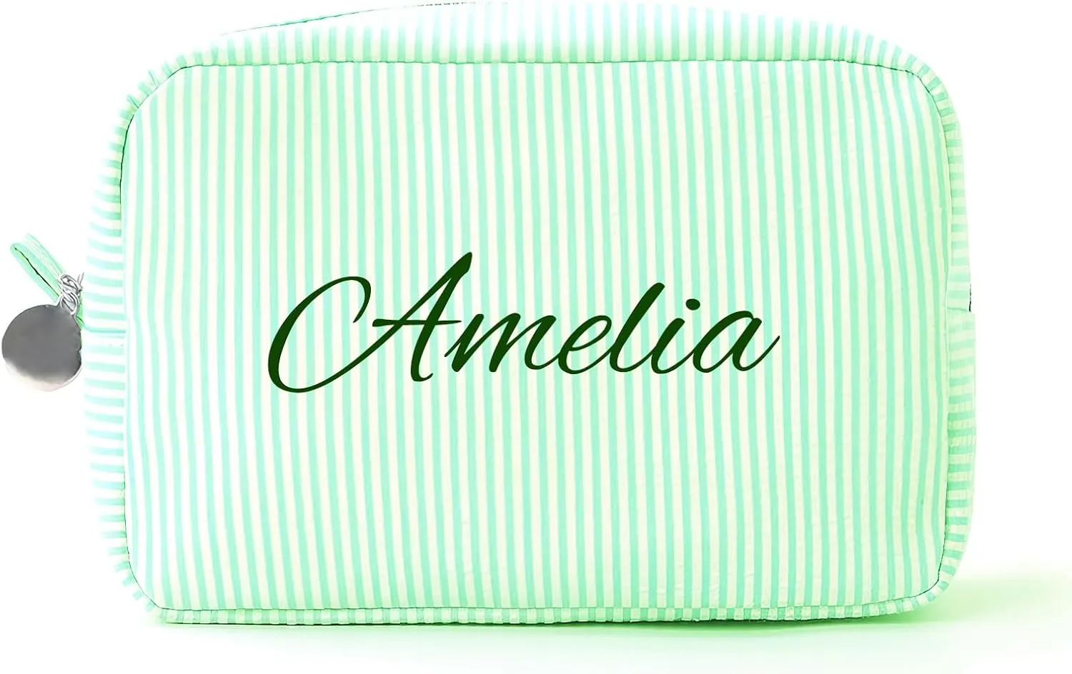 Personalized Makeup Bag Custom Embroidery Premium Travel Toiletry Bag for Women Durable Cosmetic Pouch for Daily Use, Gym, Travel (Green)