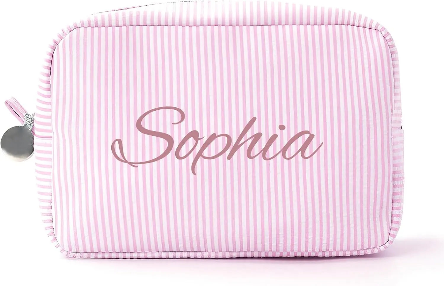 Personalized Makeup Bag Custom Embroidery Premium Travel Toiletry Bag for Women Durable Cosmetic Pouch for Daily Use, Gym, Travel (Pink)